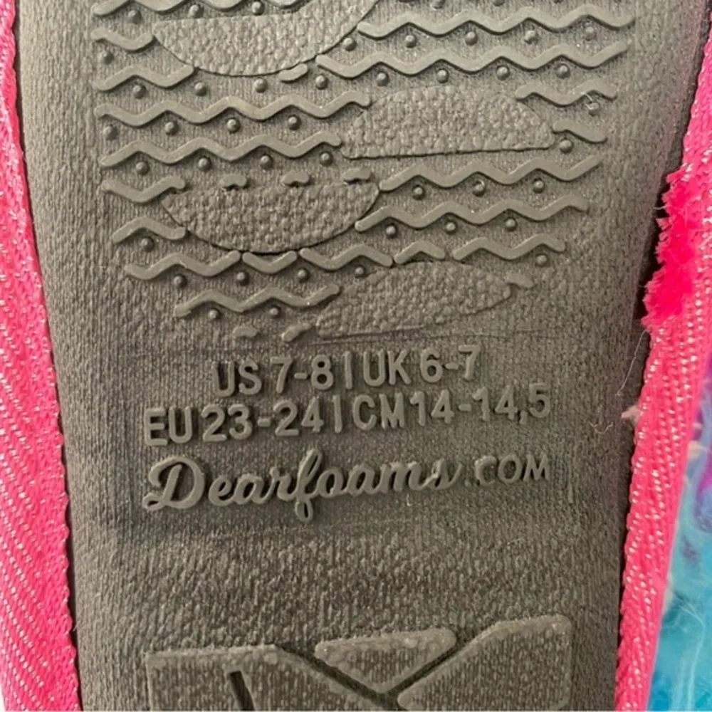 DearFoams Slippers Girls‎ Size 7-8 Unicorn Slip On Like New